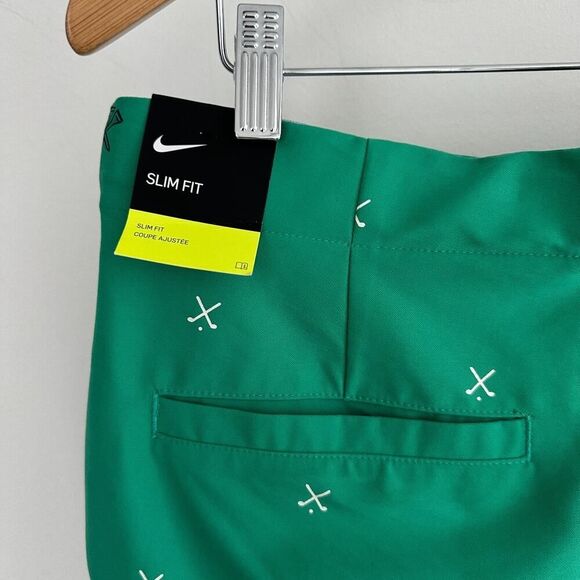 Nike Golf Shorts Mens 34 Green Novelty Flex Charm Slim Fit Dri Fit Belted AOP - Picture 5 of 9
